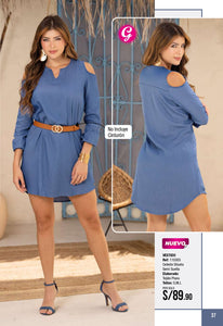 VESTIDO CELESTE SILUETA SEMI SUELTA
