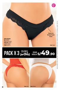 ROPA INTERIOR PACK X3 SILUETA SEMI SUELTA