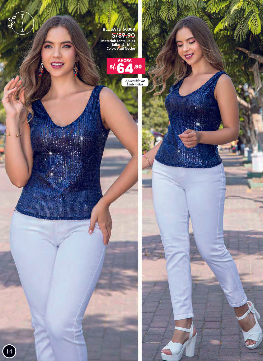 BLUSA CON LENTEJUELAS AZUL NOCHE