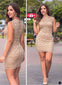 VESTIDO BEIGE CON FORRO